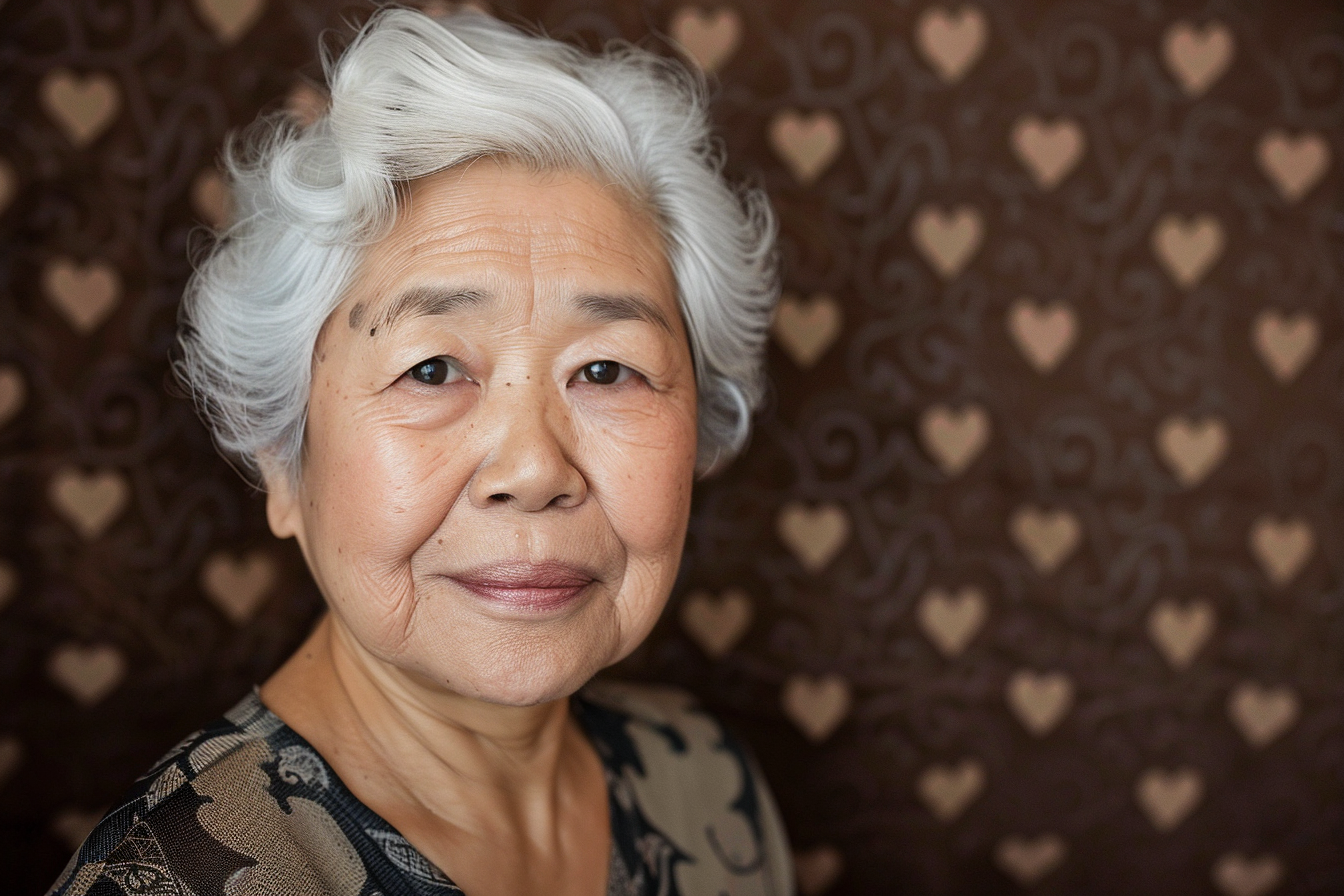 Image gratuite Grand-mère asiatique fière fête des grands-mères fond marron 5