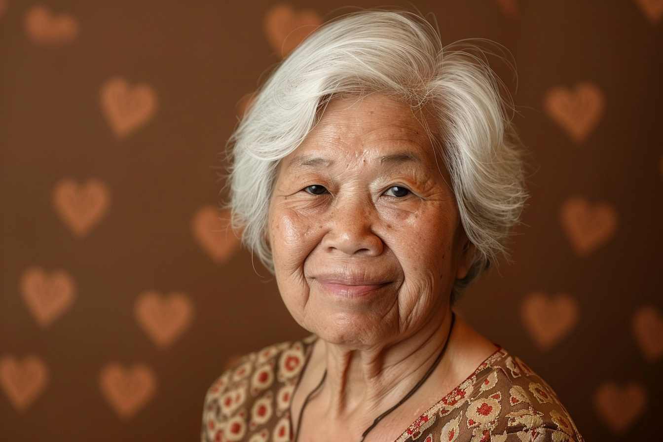 Image gratuite Grand-mère asiatique fière fête des grands-mères fond marron 6