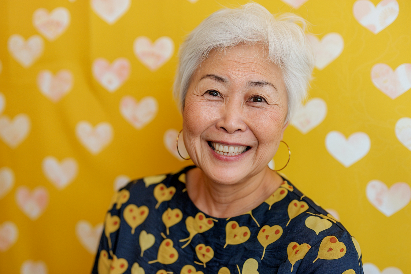 Image gratuite Grand-mère asiatique souriante fête des grands-mères fond jaune 3