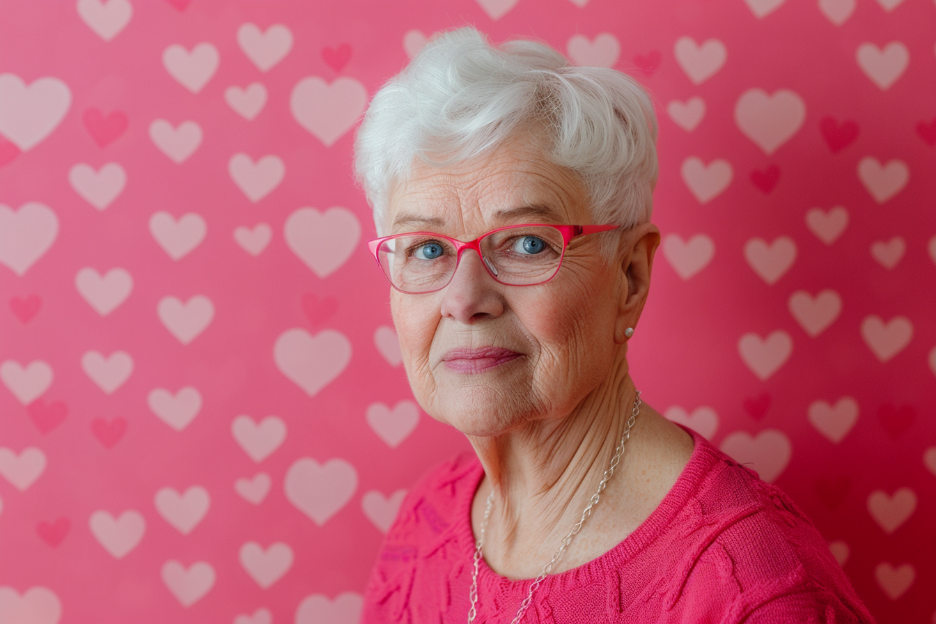 Image gratuite Grand-mère caucasienne affectueuse fête des grands-mères fond rose 1