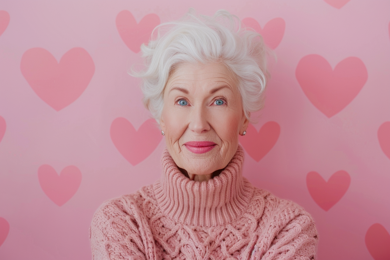 Image gratuite Grand-mère caucasienne affectueuse fête des grands-mères fond rose 10
