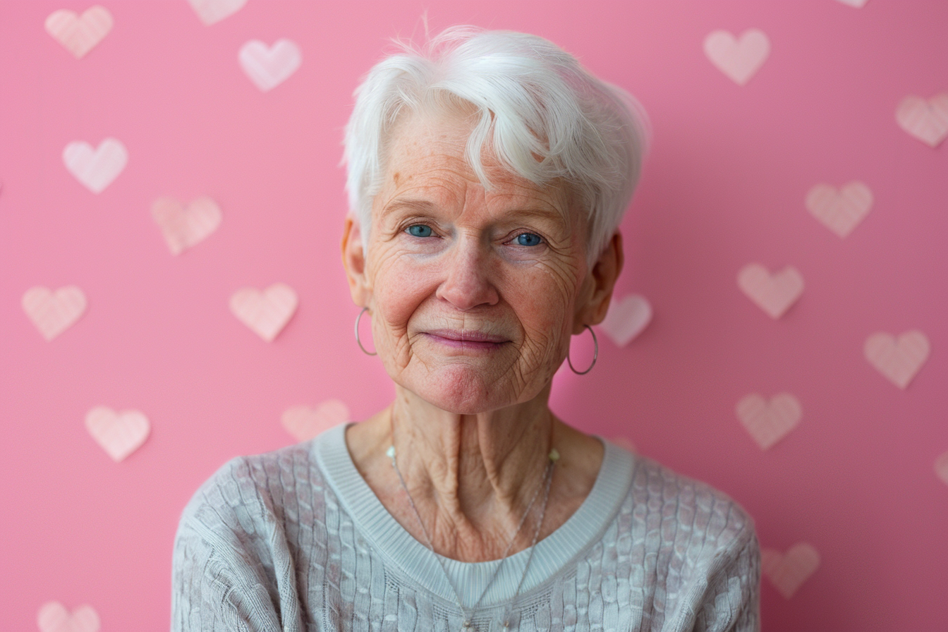 Image gratuite Grand-mère caucasienne affectueuse fête des grands-mères fond rose 2
