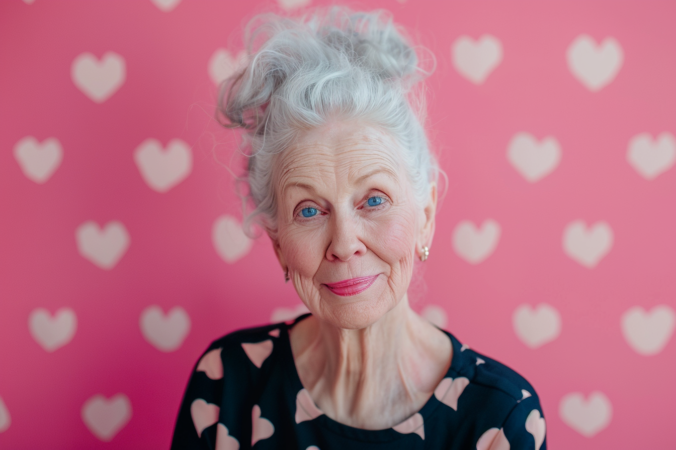 Image gratuite Grand-mère caucasienne affectueuse fête des grands-mères fond rose 3