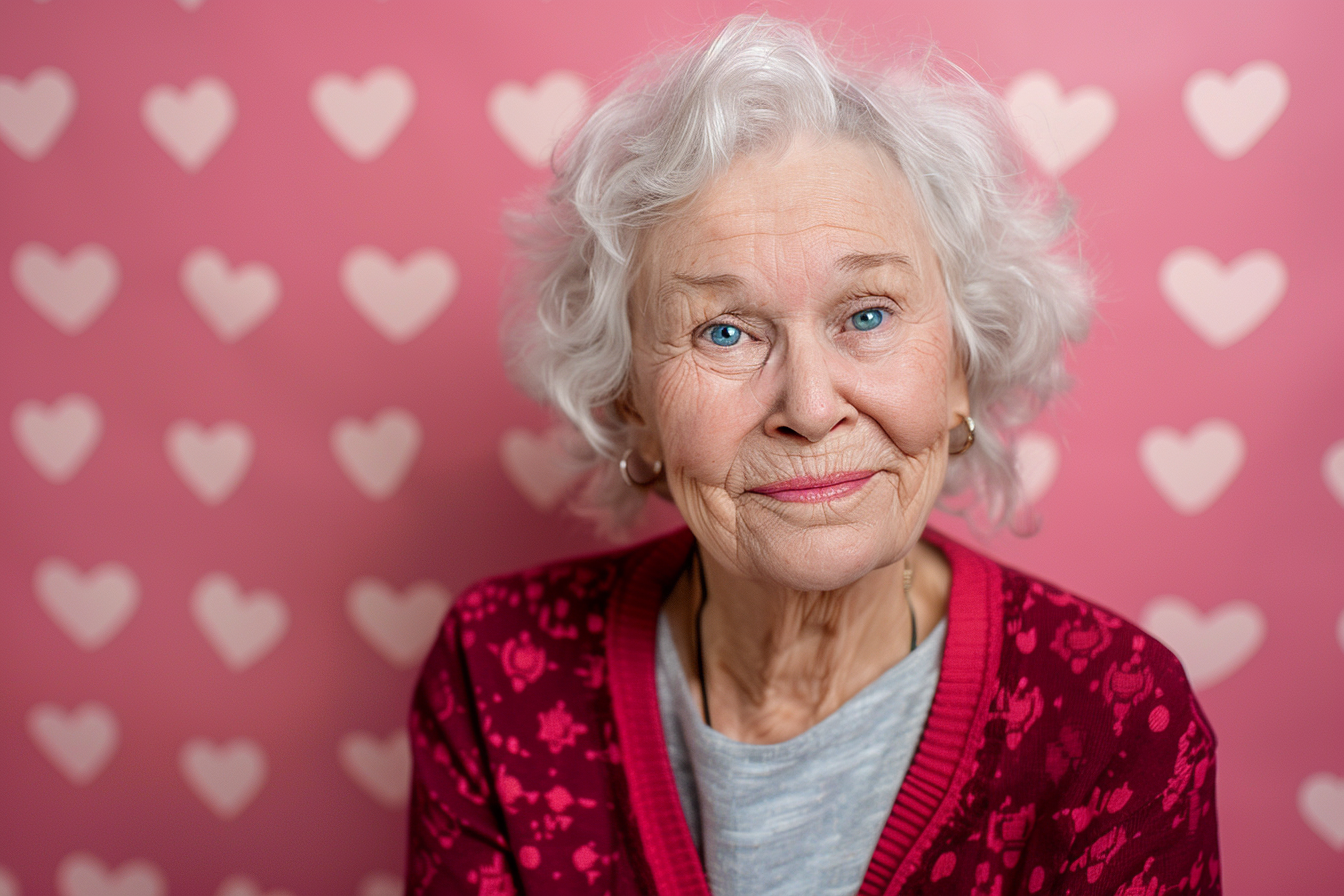 Image gratuite Grand-mère caucasienne affectueuse fête des grands-mères fond rose 4