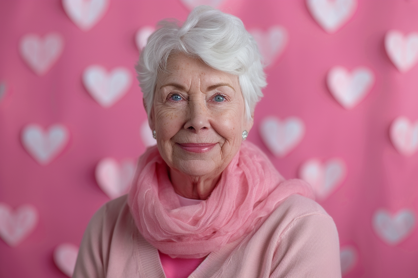 Image gratuite Grand-mère caucasienne affectueuse fête des grands-mères fond rose 5