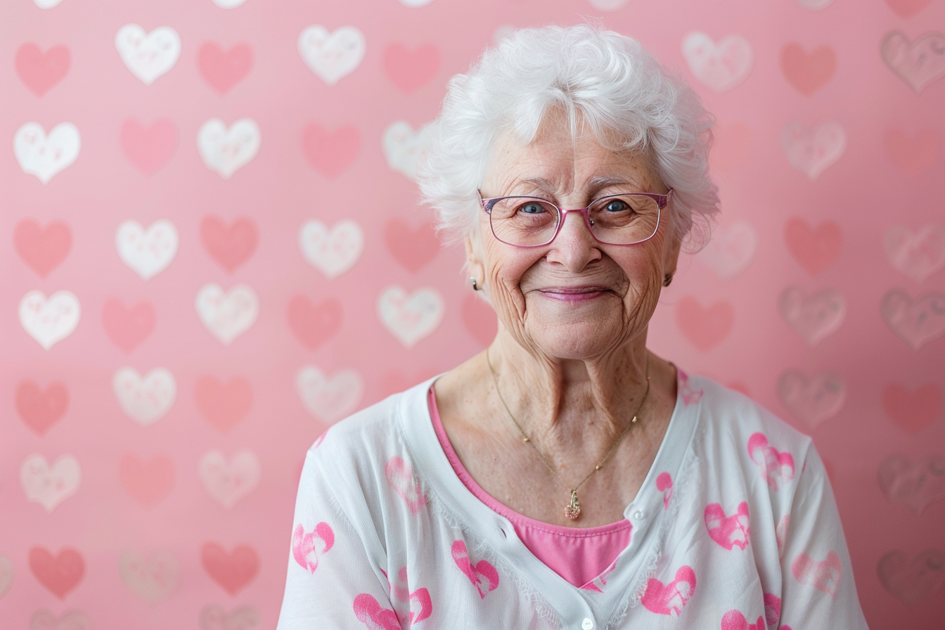 Image gratuite Grand-mère caucasienne affectueuse fête des grands-mères fond rose 6