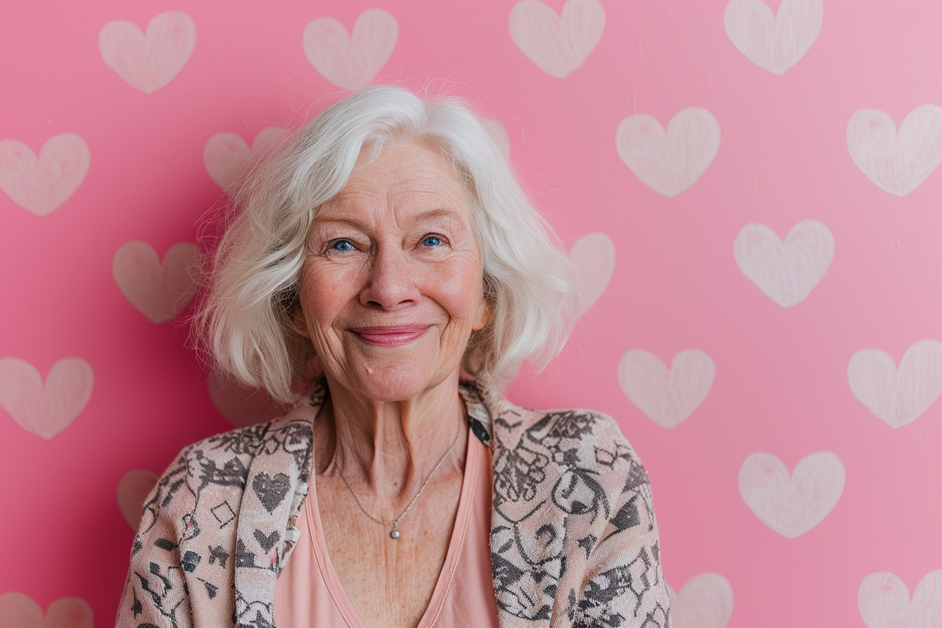 Image gratuite Grand-mère caucasienne affectueuse fête des grands-mères fond rose 7
