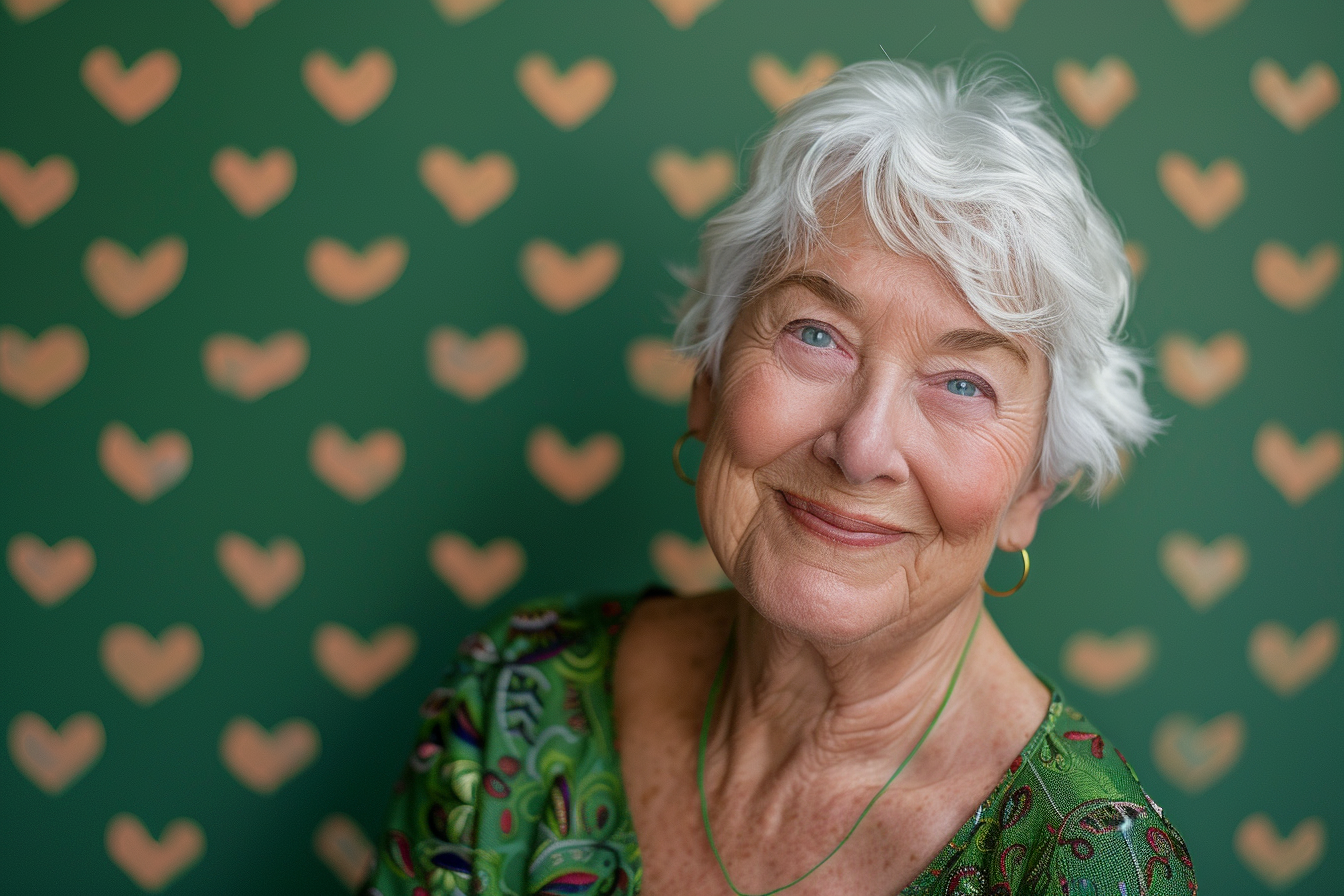 Image gratuite Grand-mère caucasienne ravie fête des grands-mères fond vert 1