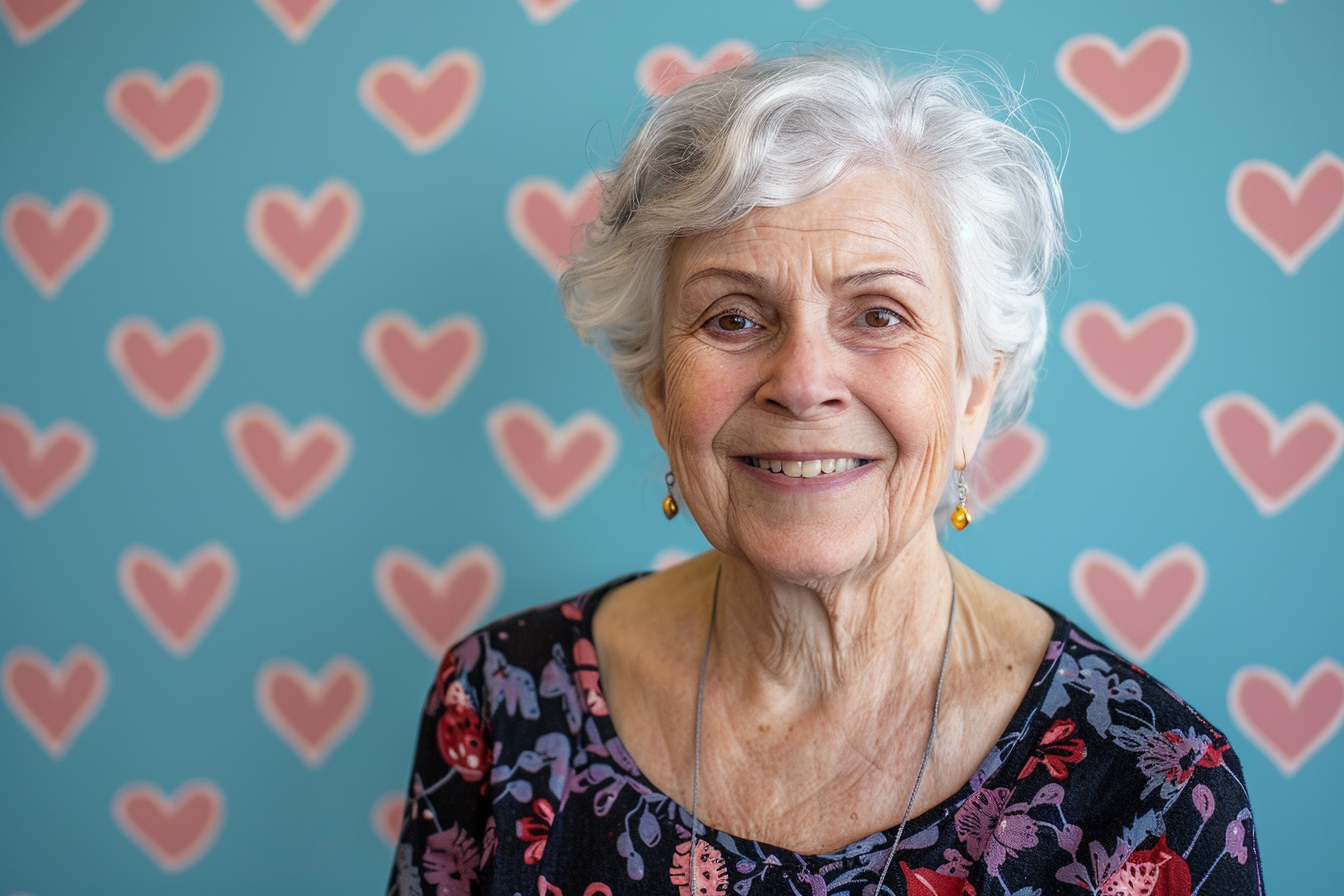 Image gratuite Grand-mère caucasienne souriante fête des grands-mères fond bleu 2