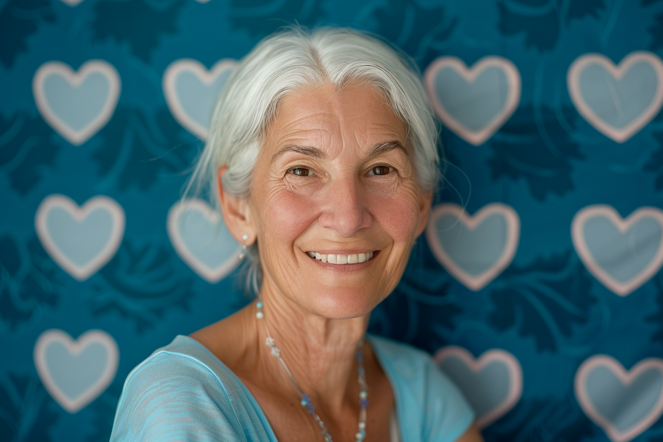 Image gratuite Grand-mère caucasienne souriante fête des grands-mères fond bleu 3