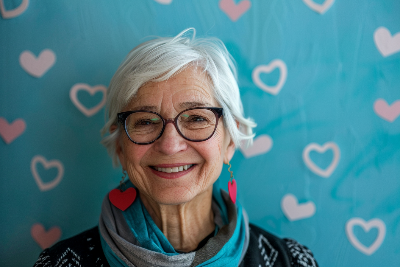 Image gratuite Grand-mère caucasienne souriante fête des grands-mères fond bleu 6