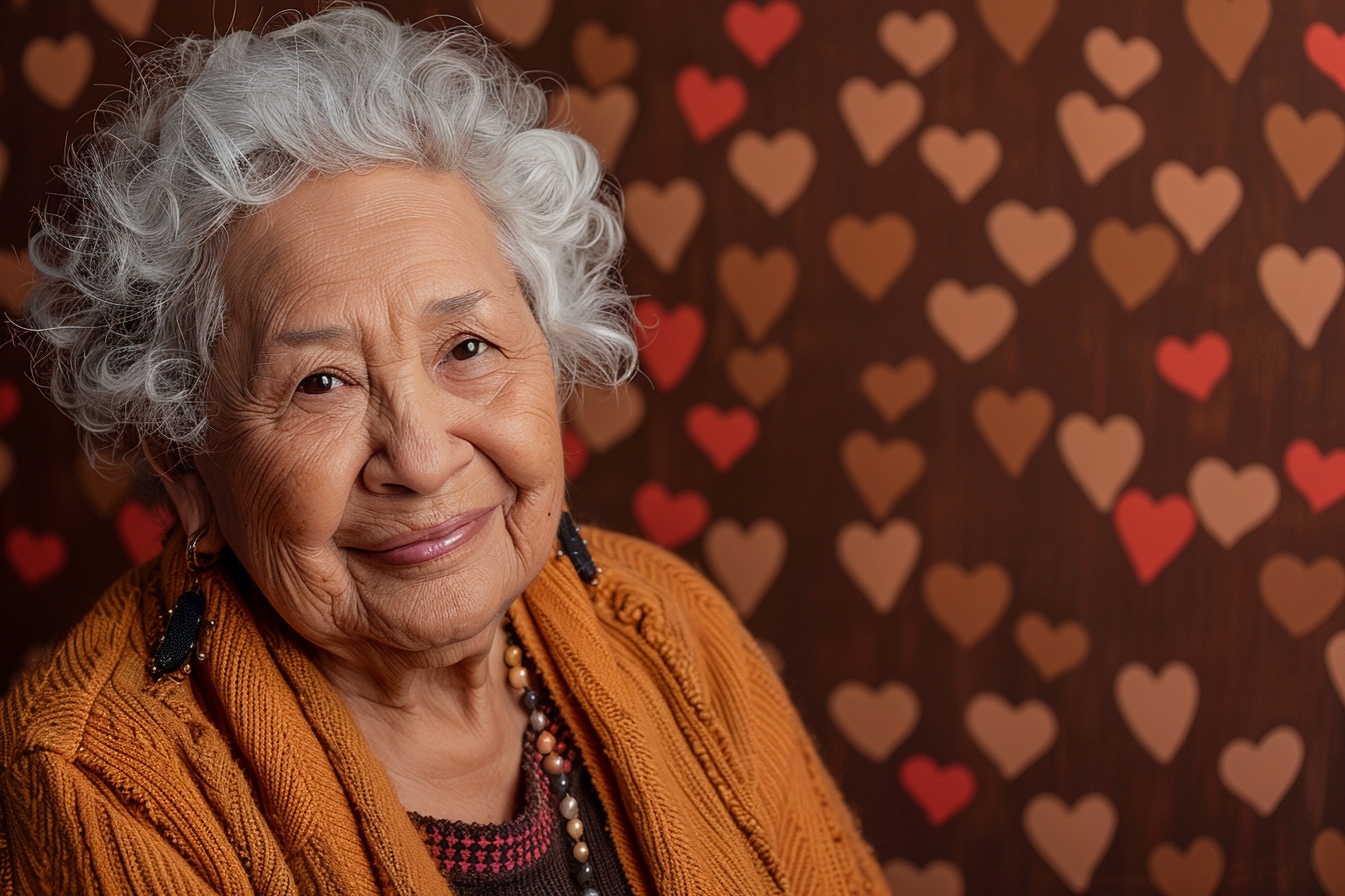Image gratuite Grand-mère hispanique fière fête des grands-mères fond marron 1