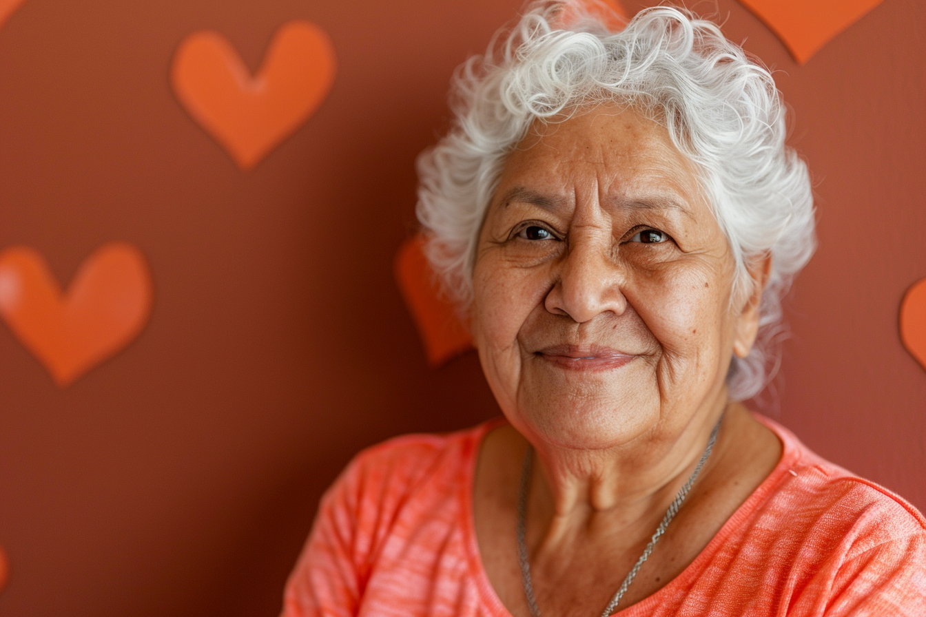 Image gratuite Grand-mère hispanique fière fête des grands-mères fond marron 3