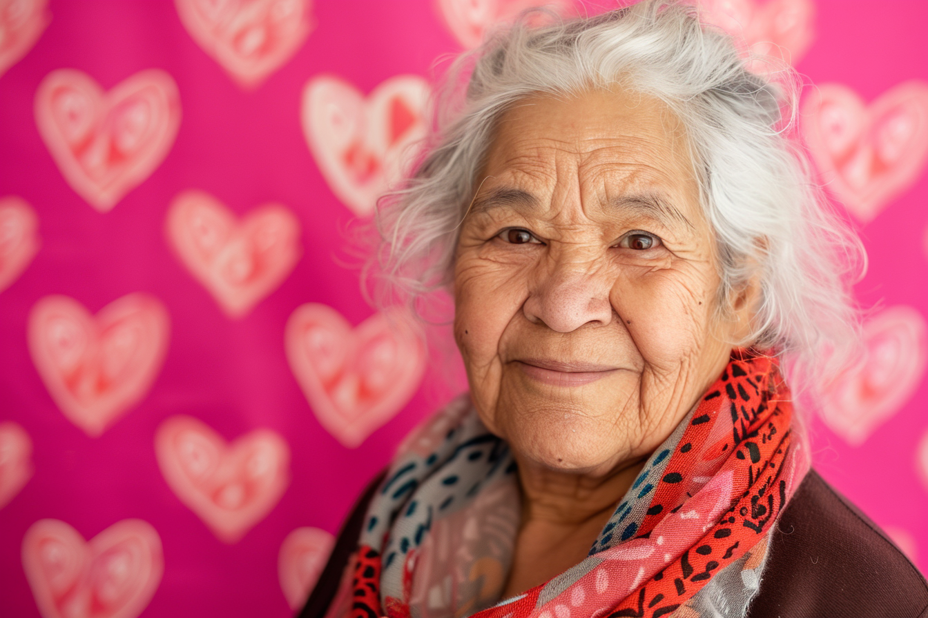 Image gratuite Grand-mère hispanique souriante fête des grands-mères fond rose 1