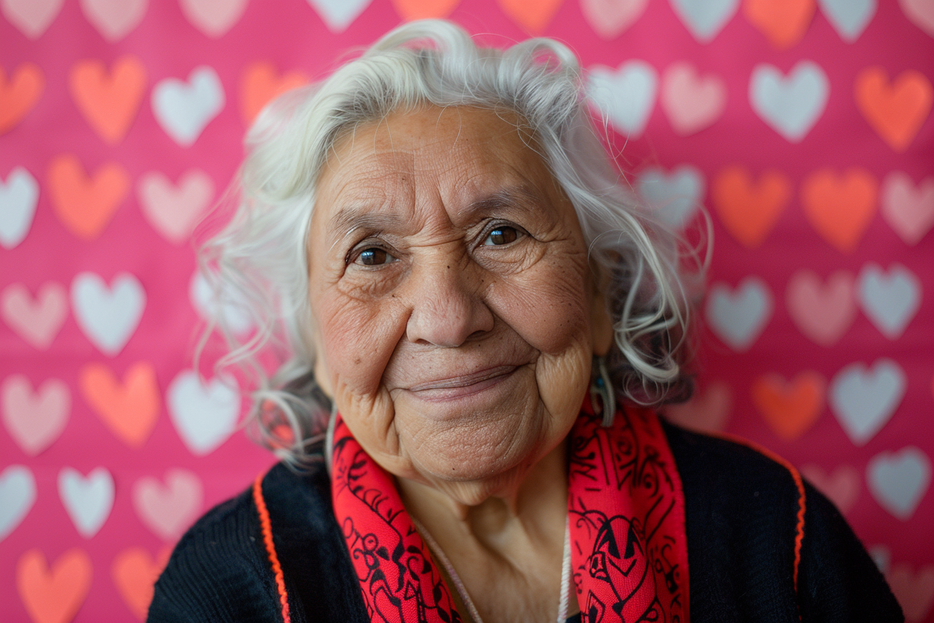 Image gratuite Grand-mère hispanique souriante fête des grands-mères fond rose 2