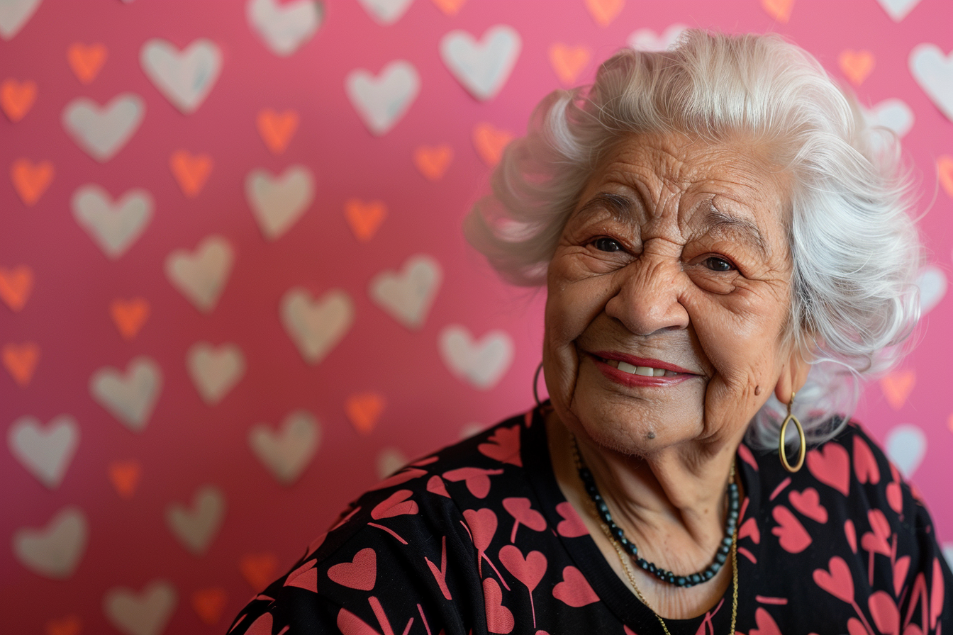 Image gratuite Grand-mère hispanique souriante fête des grands-mères fond rose 5