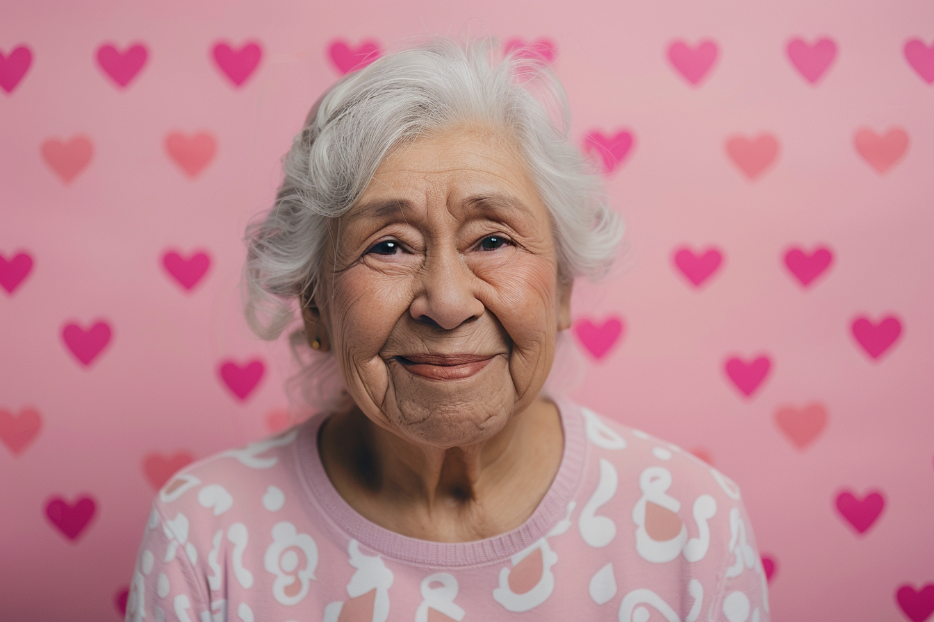 Image gratuite Grand-mère hispanique souriante fête des grands-mères fond rose 6