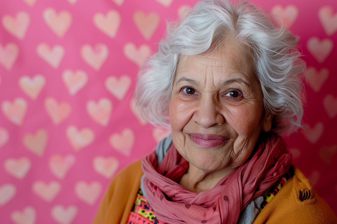 Image gratuite Grand-mère hispanique souriante fête des grands-mères fond rose 8