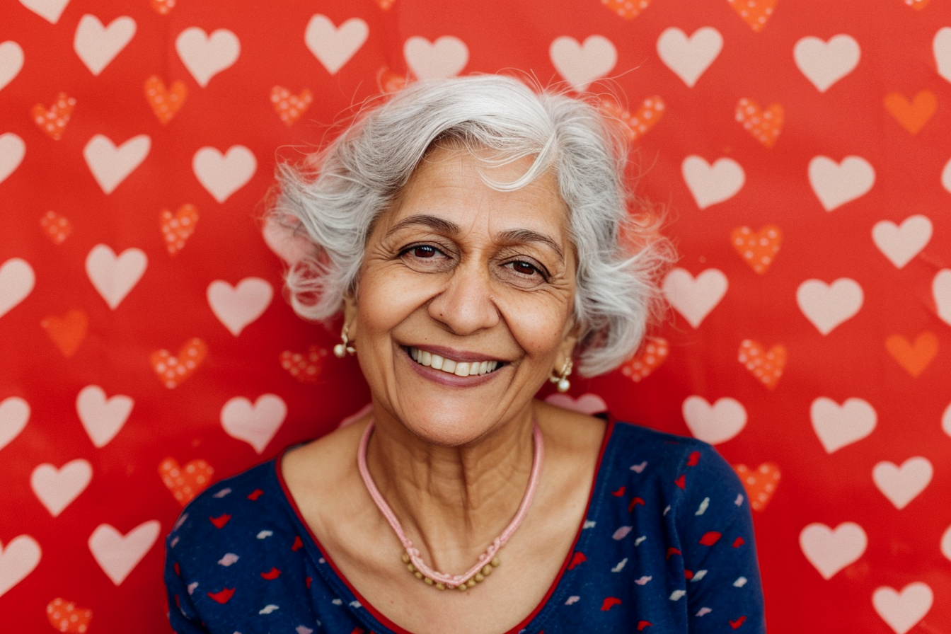 Image gratuite Grand-mère indienne joyeuse fête des grands-mères fond rouge 3