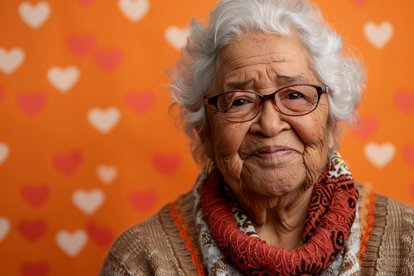 Image gratuite Grand-mère latino fière fête des grands-mères fond orange 1