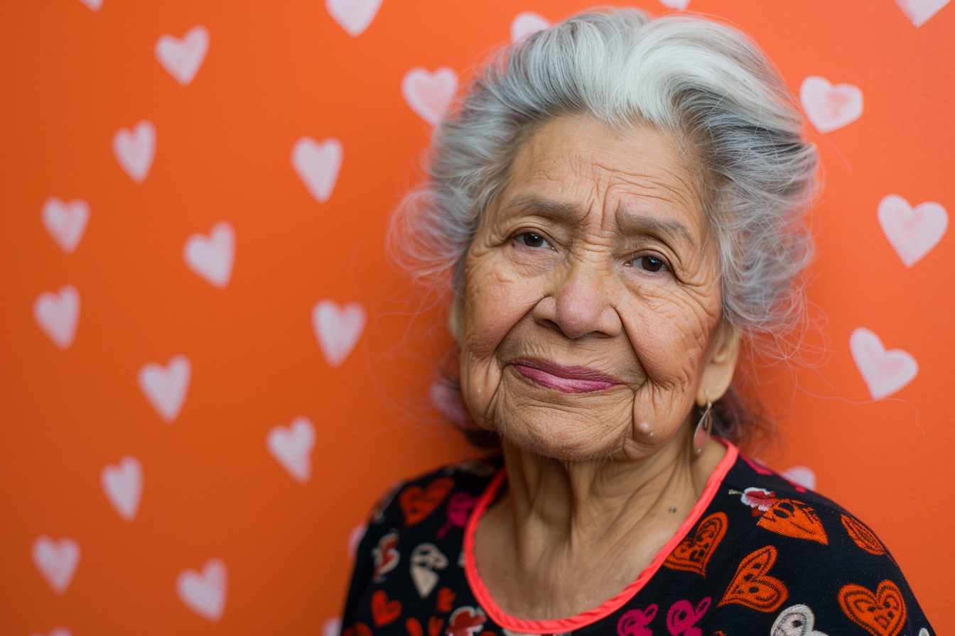 Image gratuite Grand-mère latino fière fête des grands-mères fond orange 3