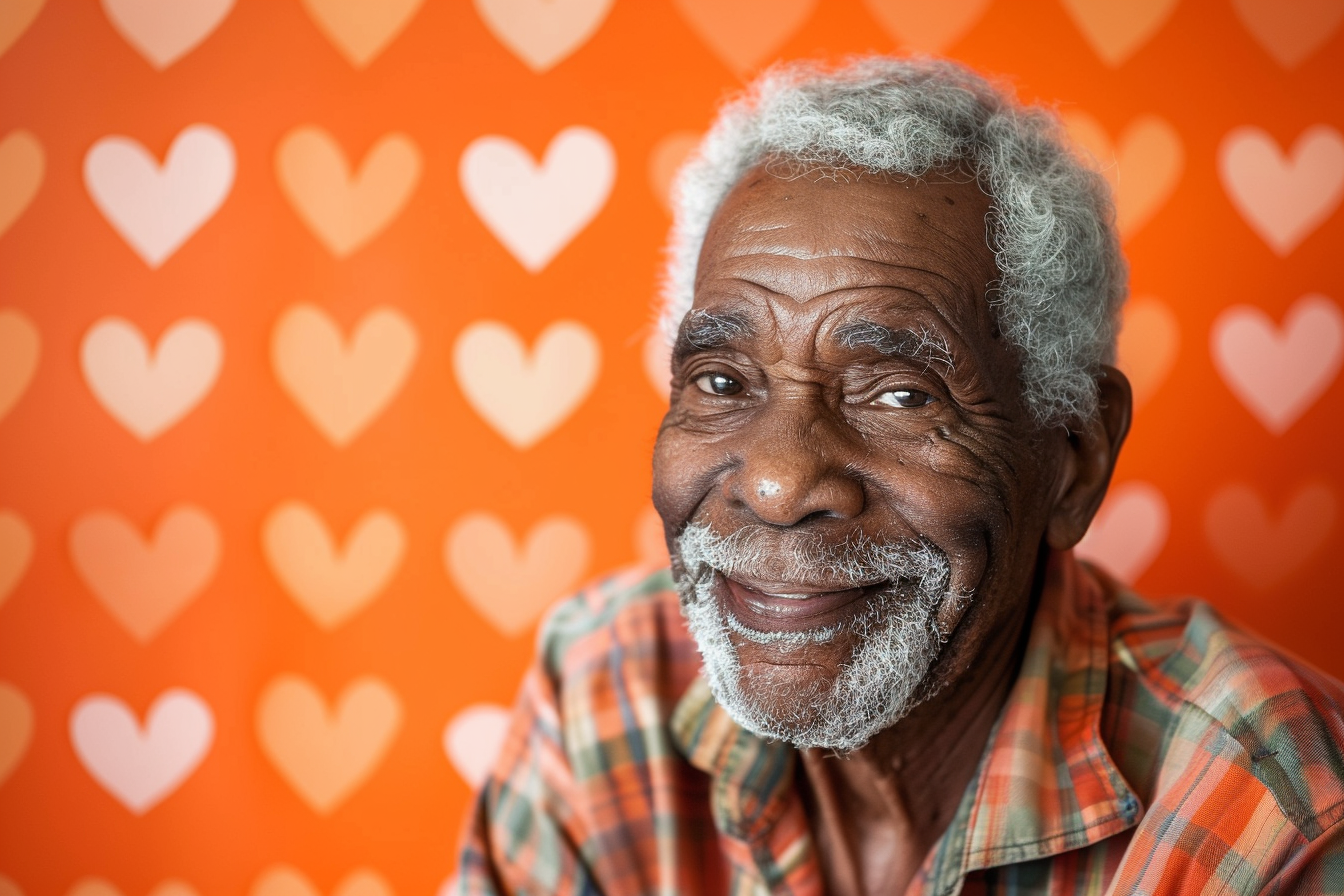 Image gratuite Grand-père afro-américain satisfait fête des grands-pères fond orange 2