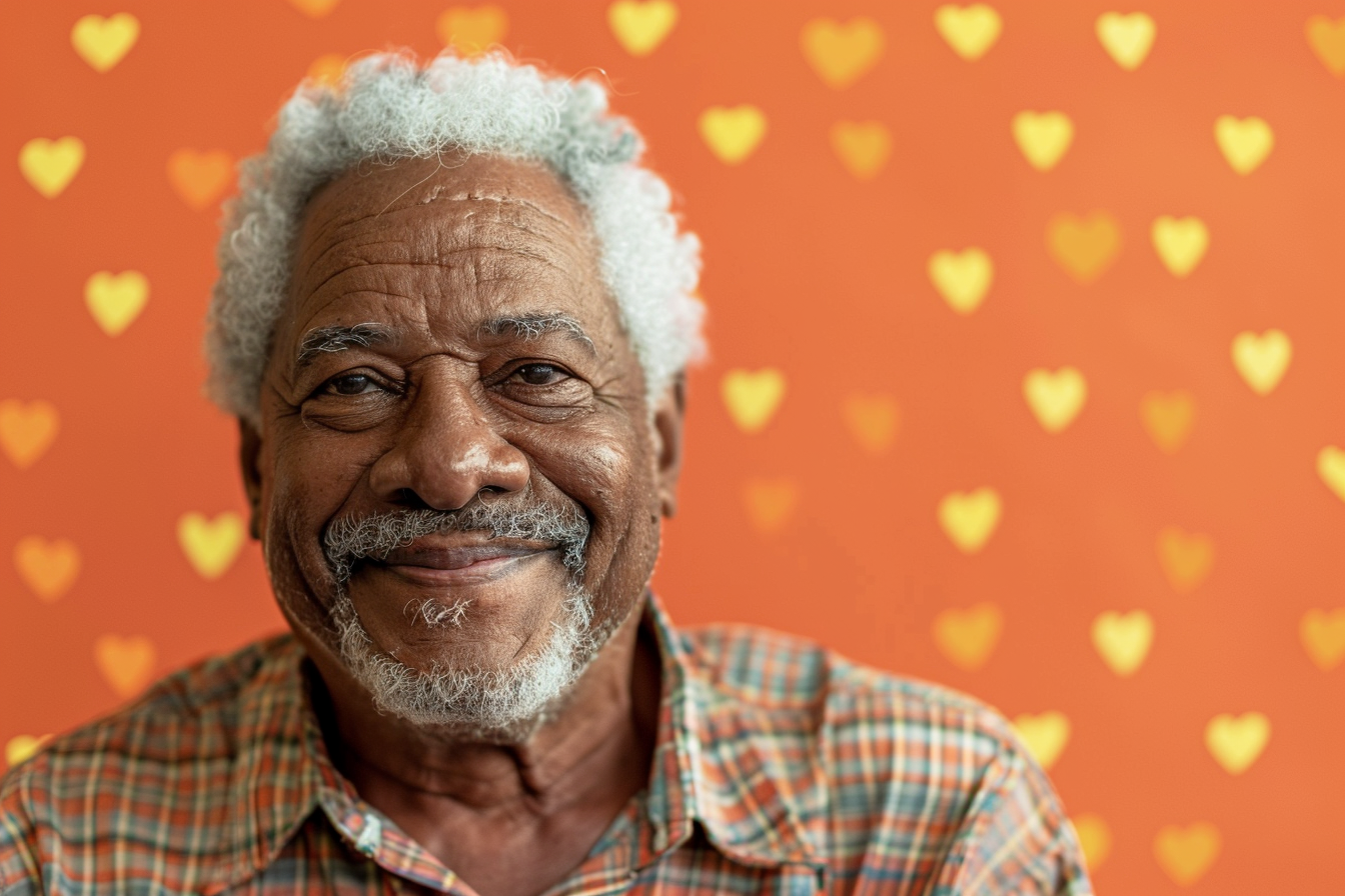 Image gratuite Grand-père afro-américain satisfait fête des grands-pères fond orange 3