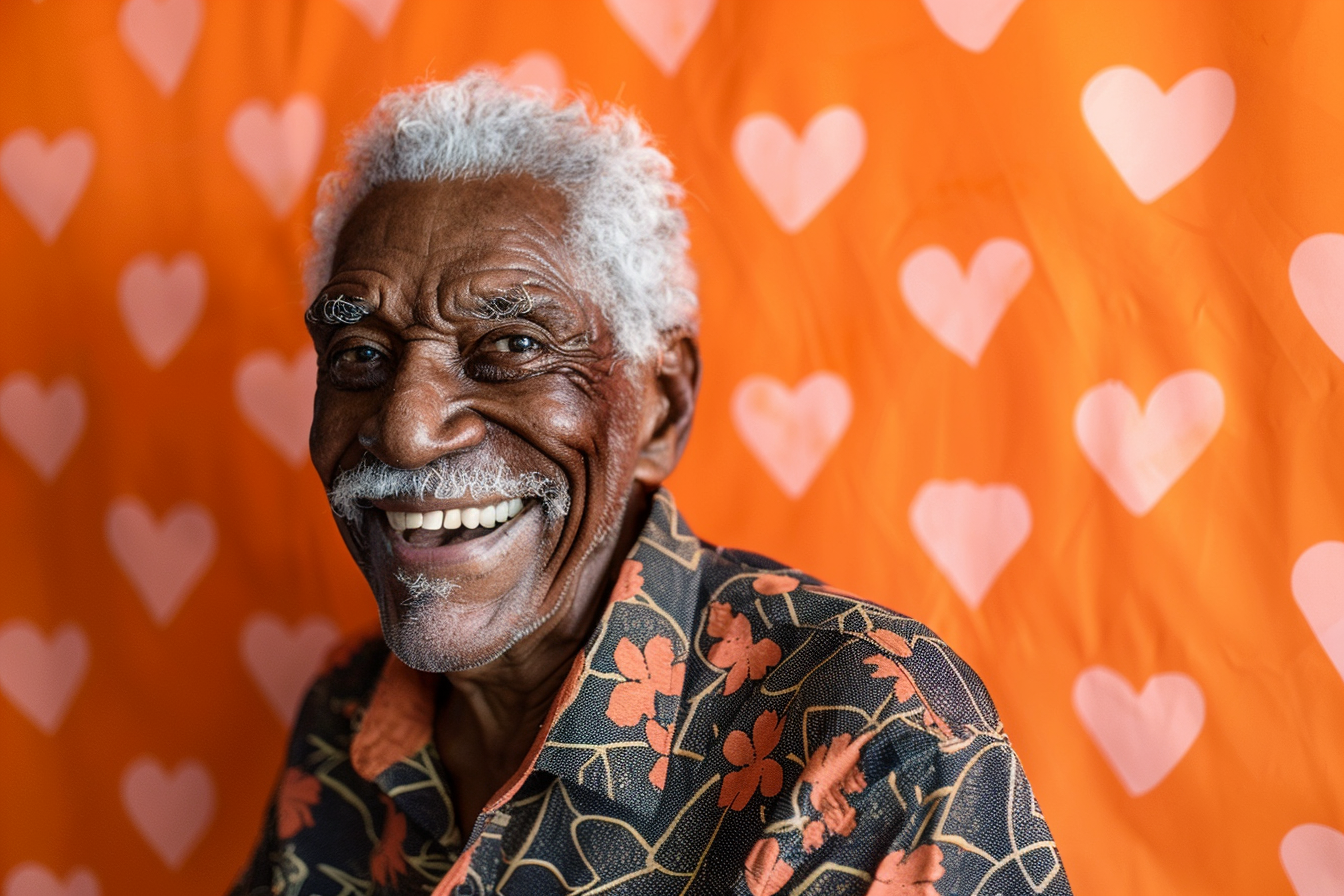 Image gratuite Grand-père afro-américain satisfait fête des grands-pères fond orange 4