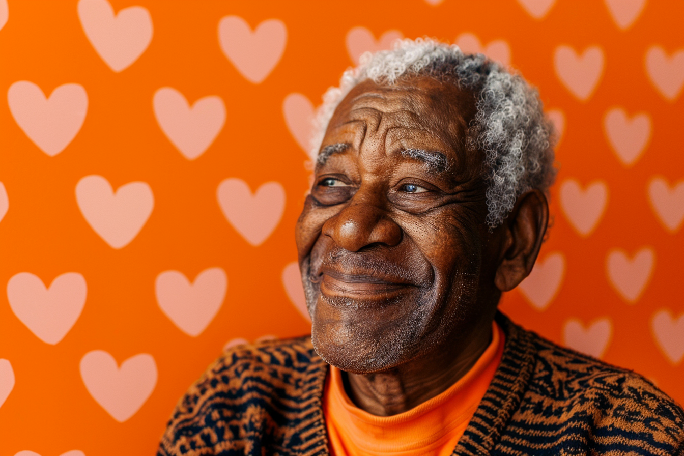 Image gratuite Grand-père afro-américain satisfait fête des grands-pères fond orange 5