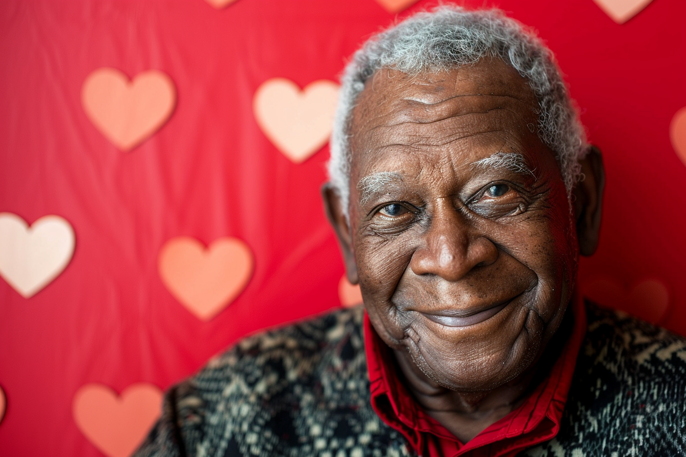 Image gratuite Grand-père afro-américain satisfait fête des grands-pères fond rouge 2