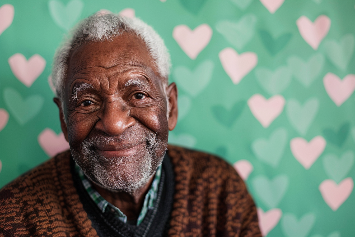 Image gratuite Grand-père afro-américain satisfait fête des grands-pères fond vert 1