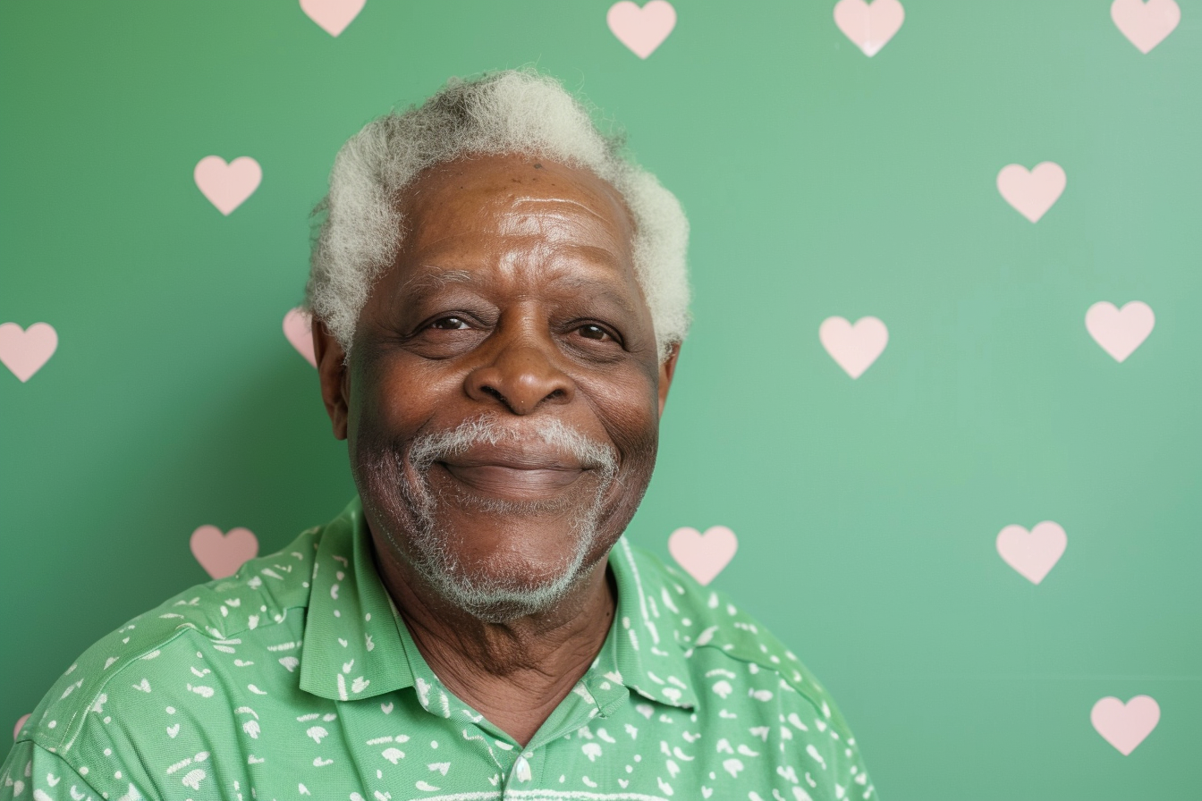 Image gratuite Grand-père afro-américain satisfait fête des grands-pères fond vert 2