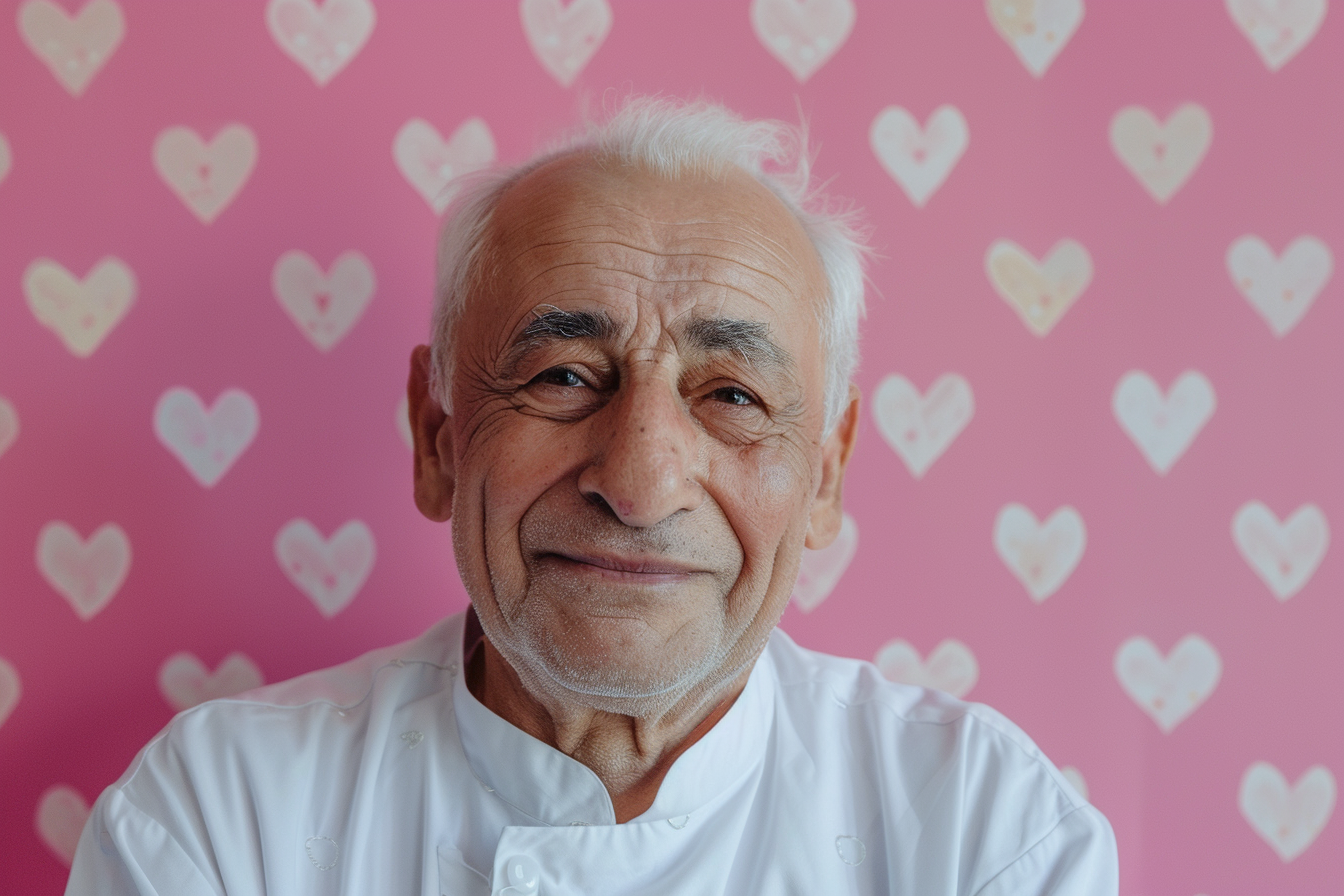 Image gratuite Grand-père arabe satisfait fête des grands-pères fond rose 1