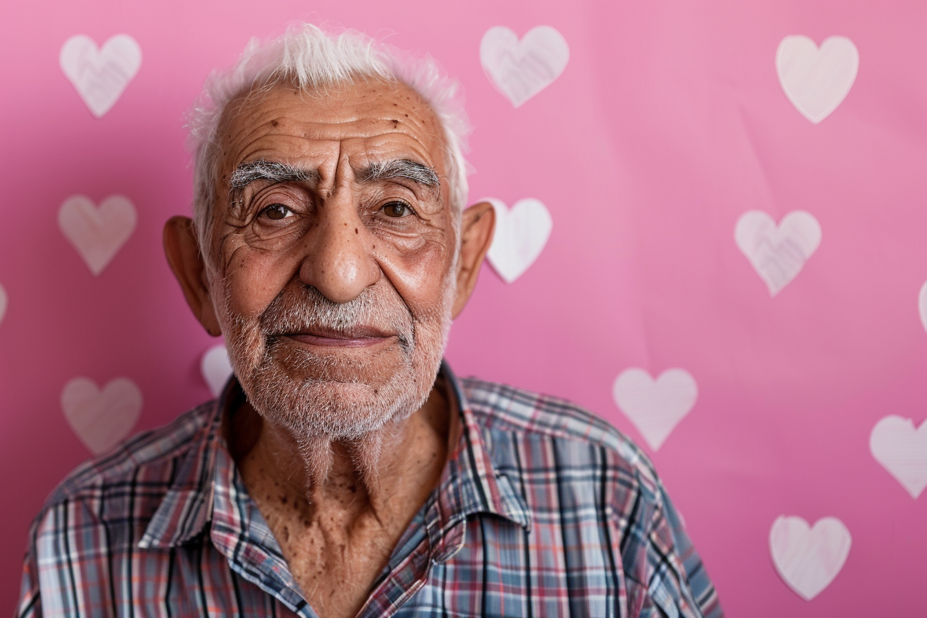 Image gratuite Grand-père arabe satisfait fête des grands-pères fond rose 2