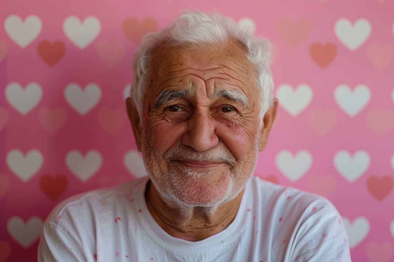 Image gratuite Grand-père arabe satisfait fête des grands-pères fond rose 3