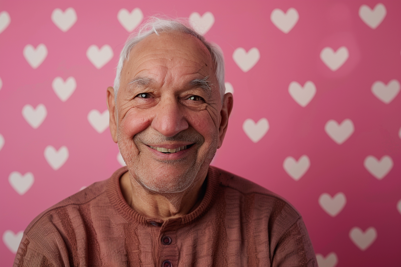 Image gratuite Grand-père arabe satisfait fête des grands-pères fond rose 4