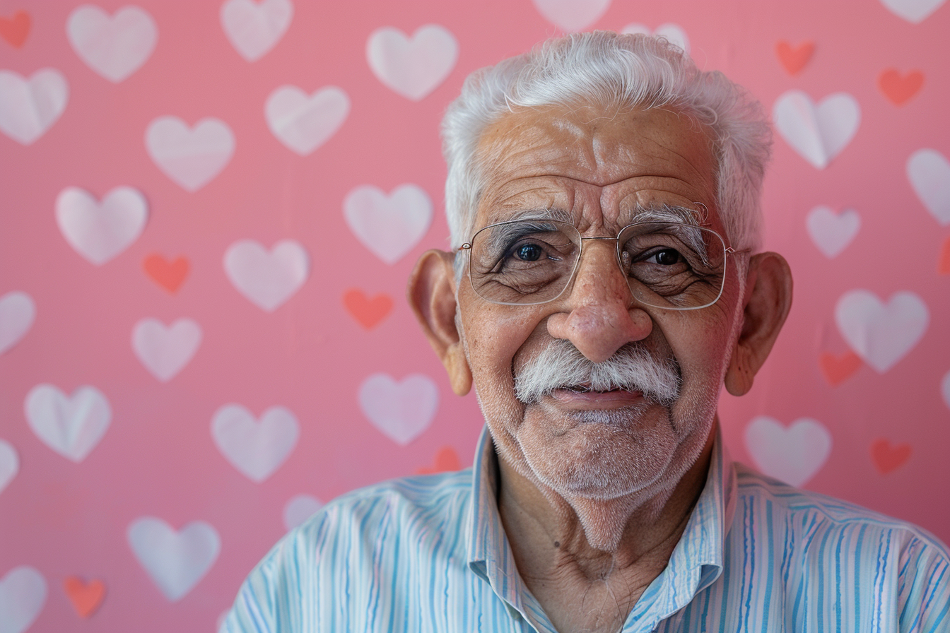 Image gratuite Grand-père arabe satisfait fête des grands-pères fond rose 5