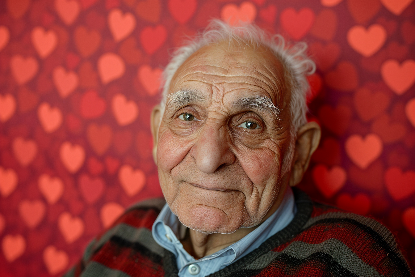 Image gratuite Grand-père arabe satisfait fête des grands-pères fond rouge 2