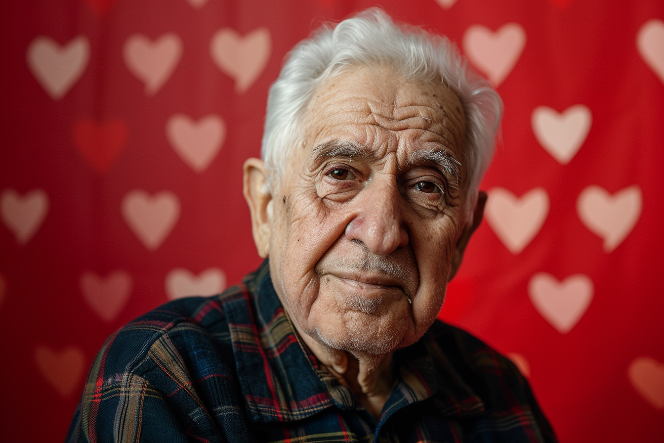 Image gratuite Grand-père arabe satisfait fête des grands-pères fond rouge 3