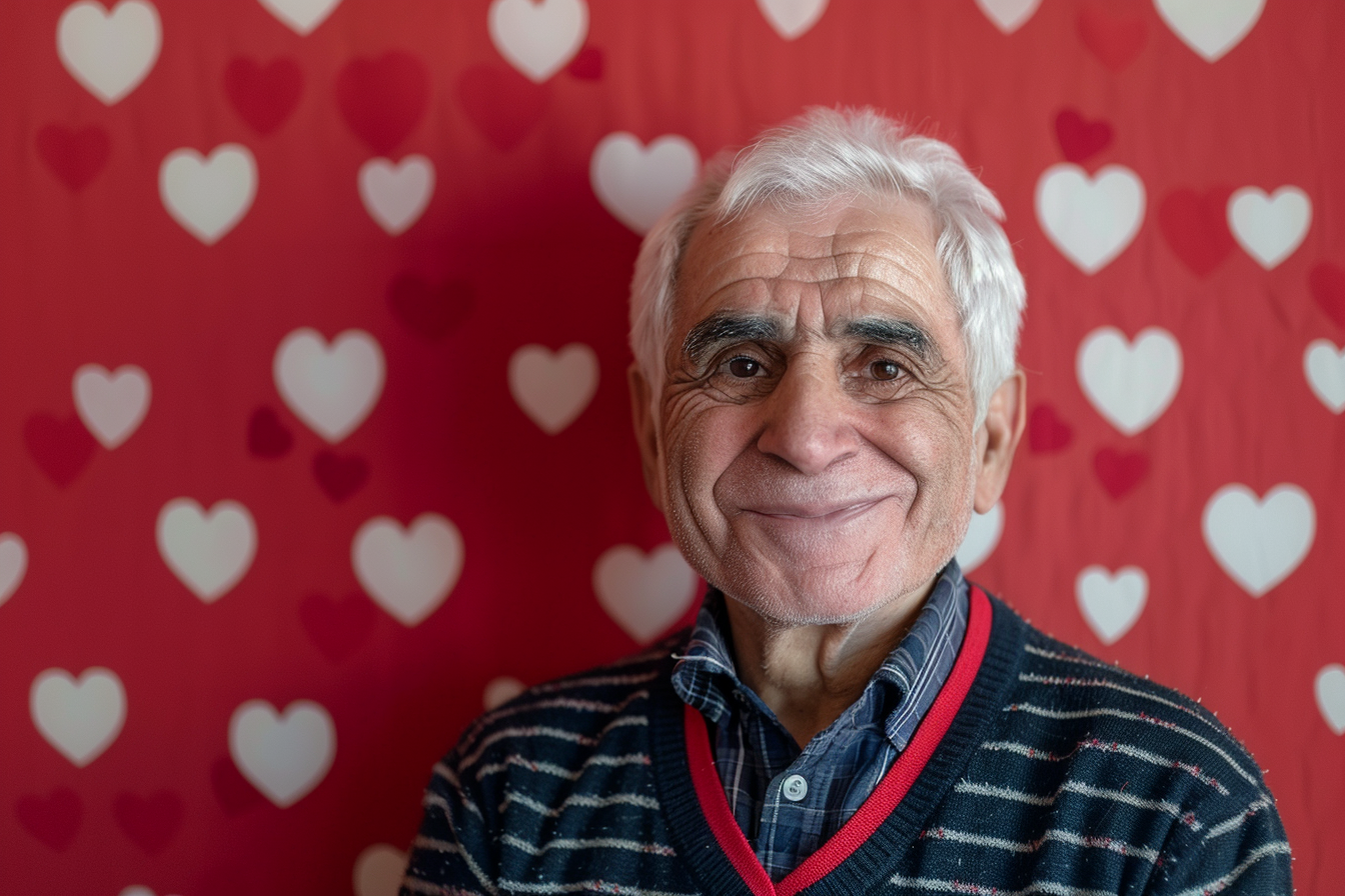 Image gratuite Grand-père arabe satisfait fête des grands-pères fond rouge 4