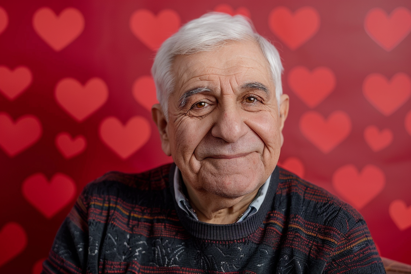 Image gratuite Grand-père arabe satisfait fête des grands-pères fond rouge 6