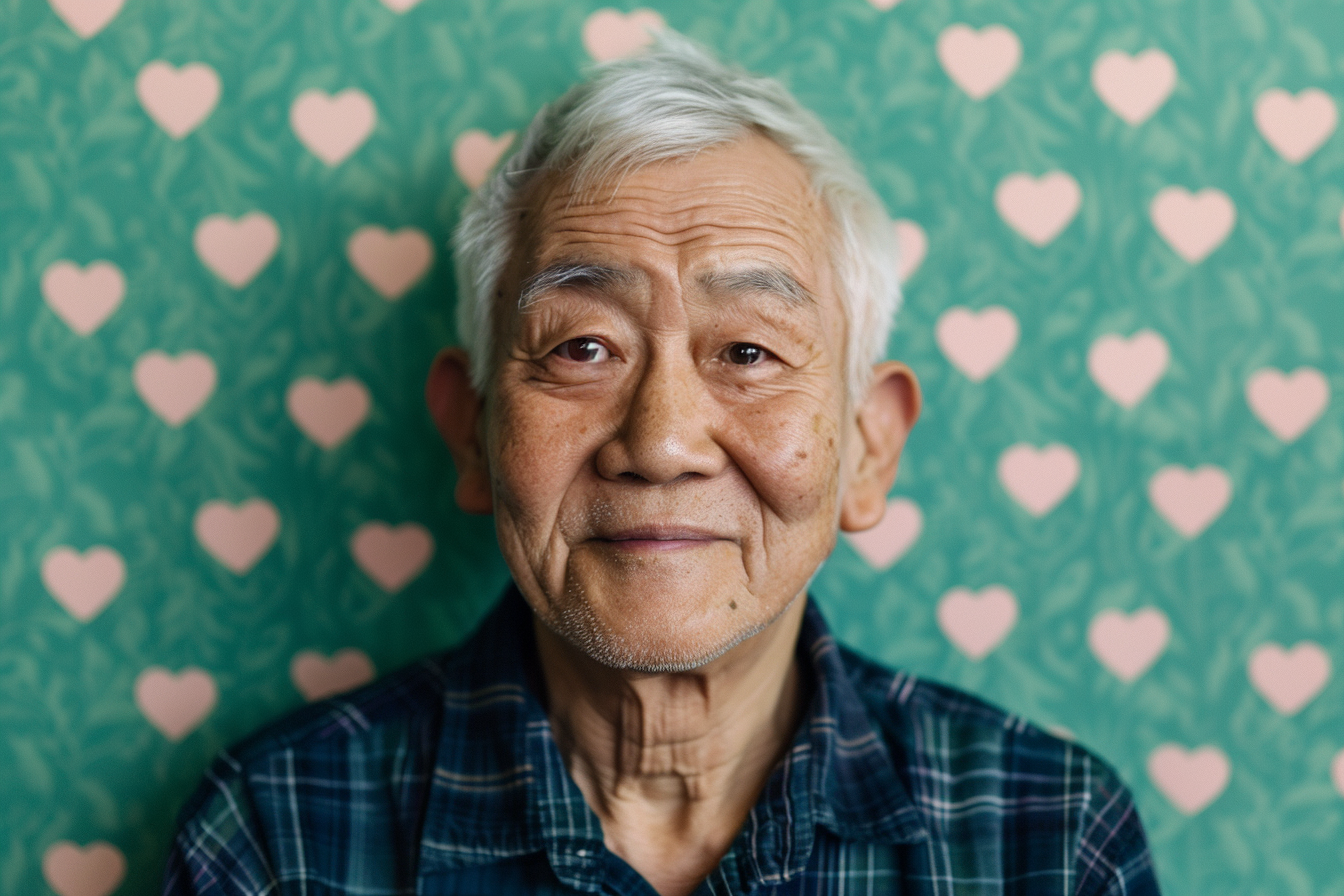 Image gratuite Grand-père asiatique fier fête des grands-pères fond vert 1