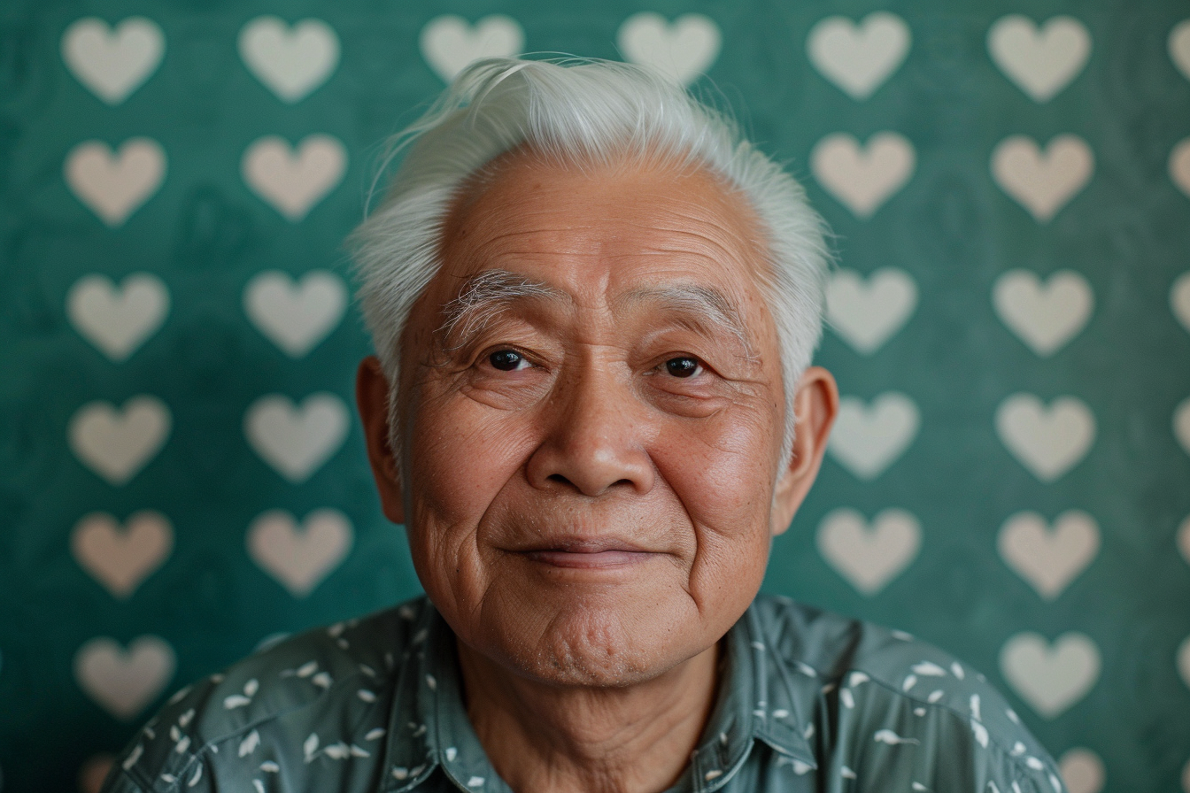 Image gratuite Grand-père asiatique fier fête des grands-pères fond vert 2