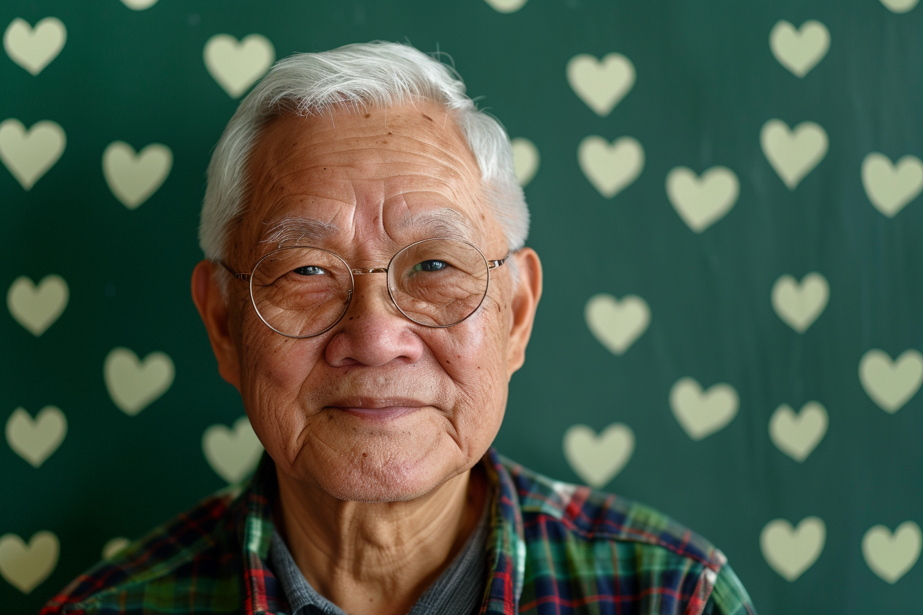 Image gratuite Grand-père asiatique fier fête des grands-pères fond vert 3