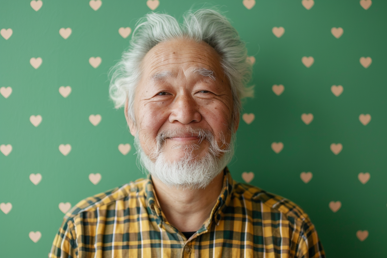 Image gratuite Grand-père asiatique fier fête des grands-pères fond vert 4