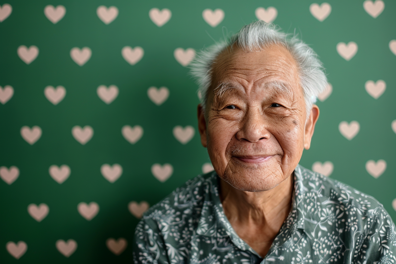 Image gratuite Grand-père asiatique fier fête des grands-pères fond vert 5