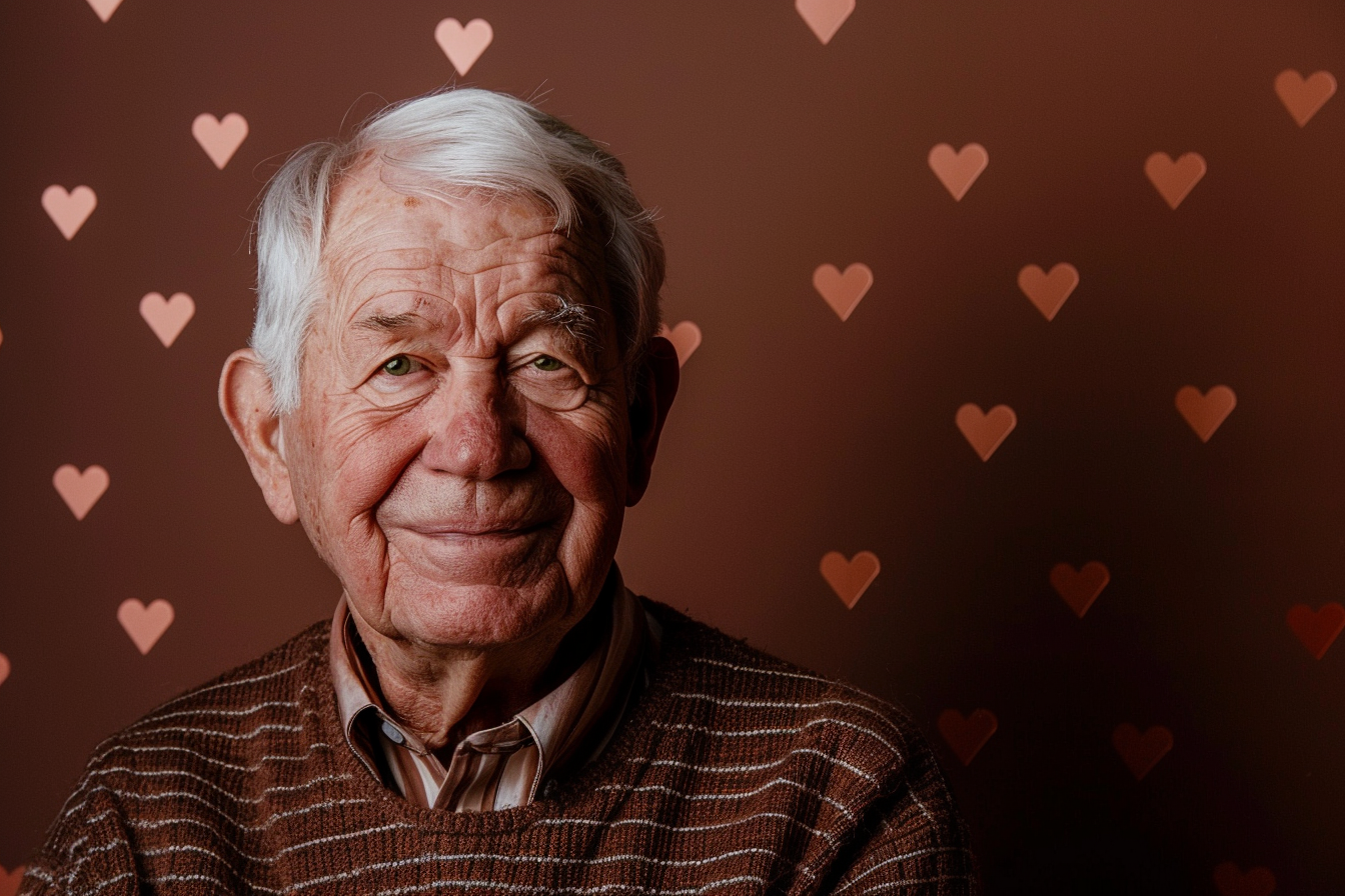 Image gratuite Grand-père caucasien ravi fête des grands-pères fond marron 1