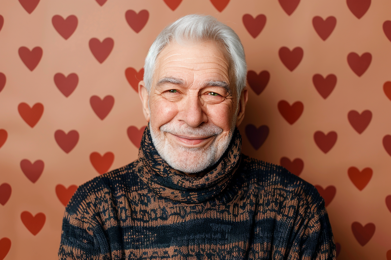 Image gratuite Grand-père caucasien ravi fête des grands-pères fond marron 2