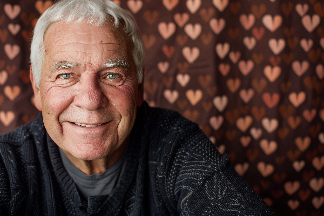 Image gratuite Grand-père caucasien ravi fête des grands-pères fond marron 4