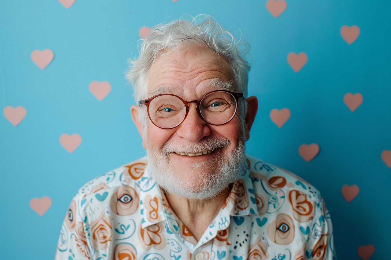 Image gratuite Grand-père caucasien satisfait fête des grands-pères fond bleu 1